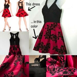 Black and Burgundy Floral Mini Dress by Crystal Doll (size 9 jr)